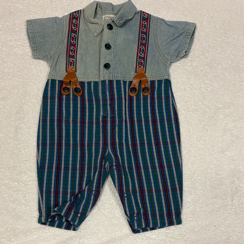 Arizona Jean Company chambray faux suspended one pice vintage 0/3m